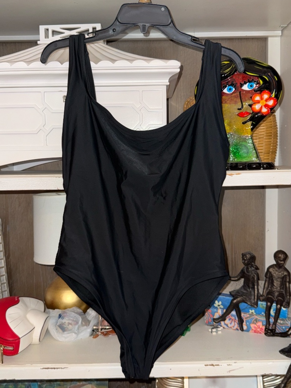 Madewell Large L black one piece swimsuit second wave square neck tank - Picture 4 of 5